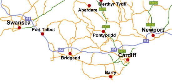 Dent Master Bridgend - Areas covered Map